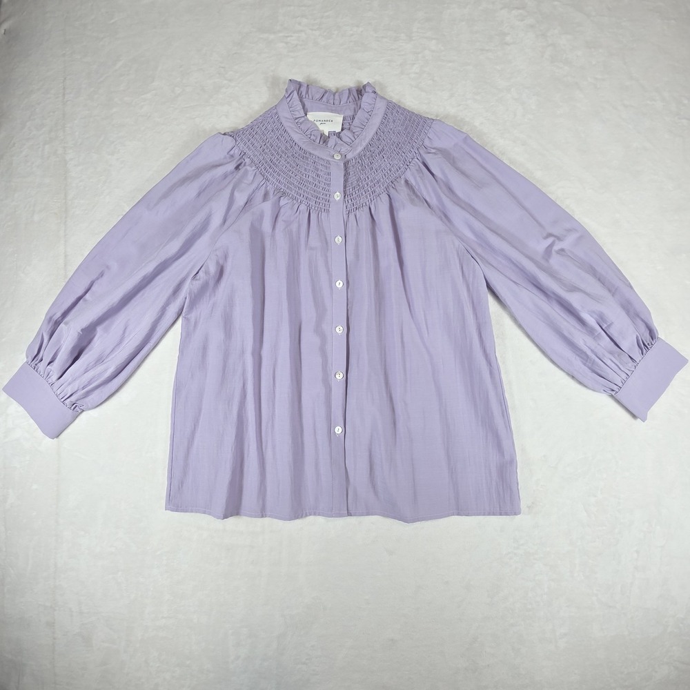 Pomander Place by Tuckernuck Lavender Emory Smocked Button Front Blouse Large
